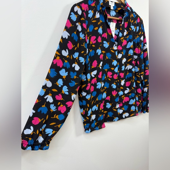 NWT J.CREW Top  Floral Ruffle Neck Button Down Blouse size S - Picture 4 of 9